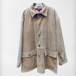 Jhane Barnes Men's Tan Suede Leather Jacket